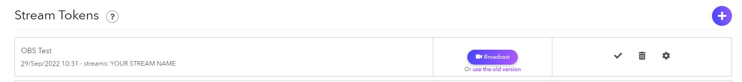 Image of the dolby.io dashboard where users can click on the token to open its settings.