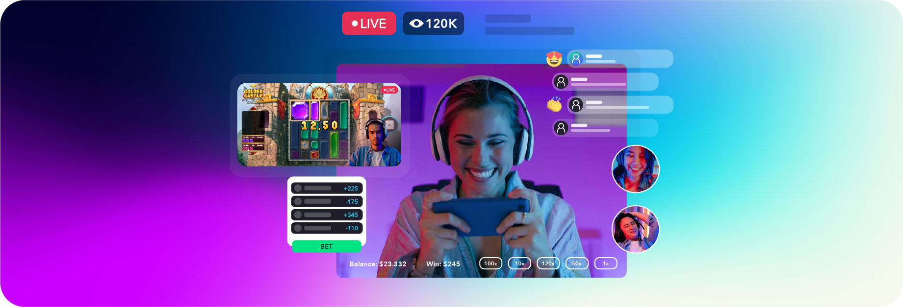 live igaming stream with interactive betting and viewers watching live