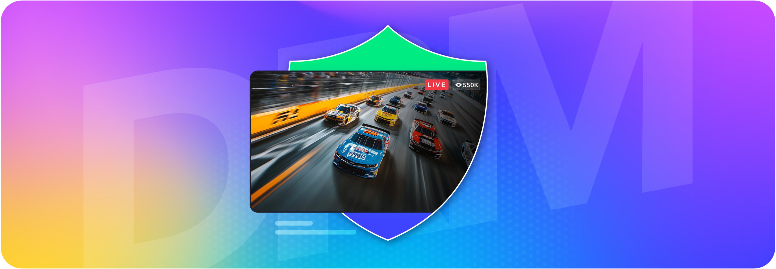 Car race stream with drm shield