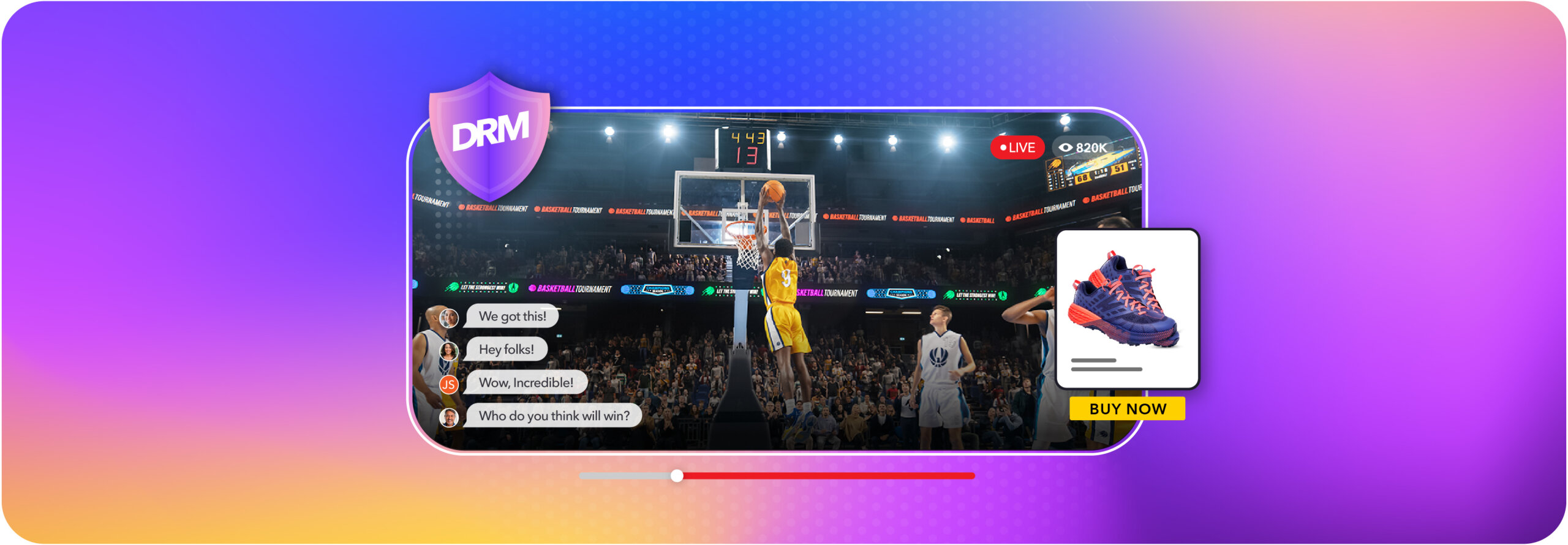 Stream of basketball game with live shopping feature