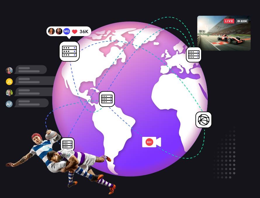 globe with live sports event and cdn