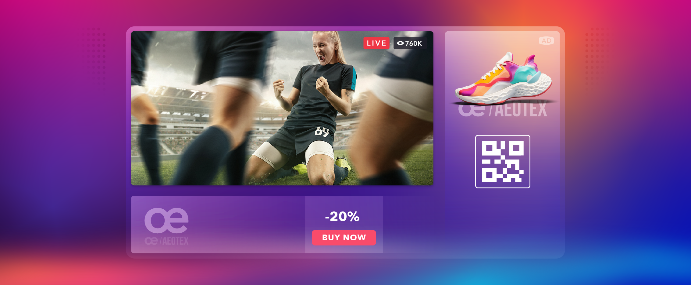  l-shape ad layout with soccer stream and shoe ad